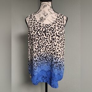 Charming Charlie Leopard Print Blue Gradient Women's Top